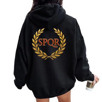 Spqr Imperio Romano -Enatus Populus Que Romanus Women Oversized Hoodie Back Print - Regaloses