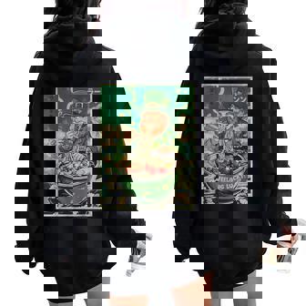 St Patrick Leprechaun Lucky Chinese Ramen Women Women Oversized Hoodie Back Print - Thegiftio