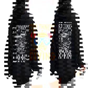 Start Diving Adventurer Skull Underwater Scuba Diver Diving Women Oversized Hoodie Back Print | Mazezy