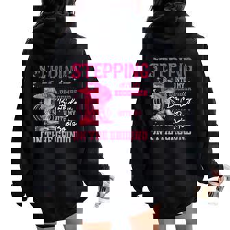 Stepping Into My December Birthday Cowgirl Boots On Ground Women Oversized Hoodie Back Print | Mazezy