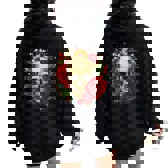 Sugar Skull Halloween Roses Flower Women Girls Tank Top Women Oversized Hoodie Back Print | Mazezy