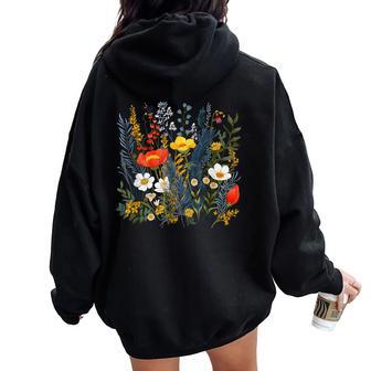 Summery Colorful Wild Flower For Flowers And Herbs Lovers Women Oversized Hoodie Back Print - Thegiftio