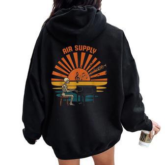 Supply Skeleton Piano For Women Women Oversized Hoodie Back Print - Thegiftio UK