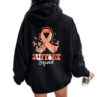 Support Squad Peach Ribbon Butterfly Endometrial Cancer Women Oversized Hoodie Back Print - Thegiftio UK