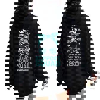 Support Squad Sexual Assault Awareness Month Messy Bun Women Oversized Hoodie Back Print - Seseable