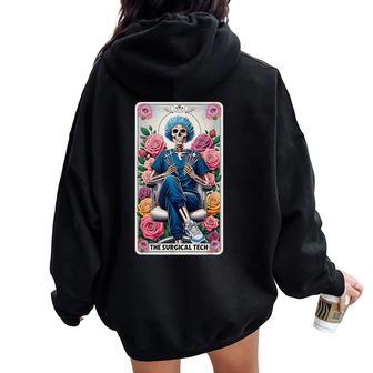 The Surgical Tech Tarot Card Skeleton Rose Flower Or Nurse Women Oversized Hoodie Back Print - Thegiftio
