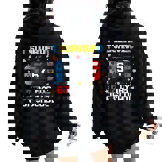 I Survived 67 Days Of School 67 Meme Gamer Teacher Matching Women Oversized Hoodie Back Print - Thegiftio