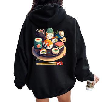Sushi Anime Kawaiiet Japonés Amante De La Comida Divertido Hombres Es Women Oversized Hoodie Back Print - Regaloses