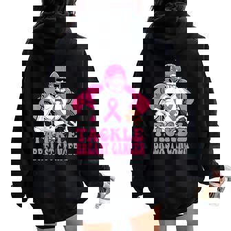 Tackle Breast Cancer Awareness American Football Women Kids Women Oversized Hoodie Back Print | Mazezy