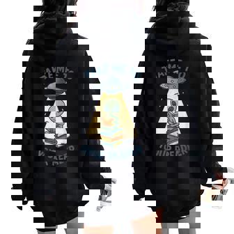 Teacher Alien Books Ufo Reading Take Me To Your Reader Women Oversized Hoodie Back Print - Thegiftio