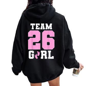 Team Girl 2026 Gender Reveal Baby Announcement Matching Women Oversized Hoodie Back Print - Thegiftio UK