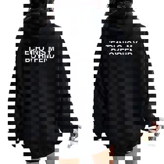 Techno Is My Boyfriend Y2K Rave EDM Festival Dubstep Meme Women Oversized Hoodie Back Print | Mazezy