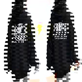 Test Day Teacher Student Testing Day Abcd Rock The Test Women Oversized Hoodie Back Print - Thegiftio