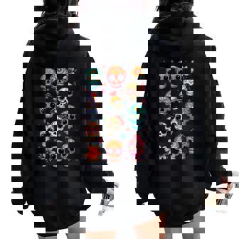Tête De Mort Mexicaineugarkull Doodle Dia De Los Muertos Sweat à capuche oversize pour femme avec imprimé dans le dos - Cadeauxyz