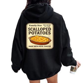 Thanksgiving Scalloped Potatoes Family Size Cheesy Retro Women Oversized Hoodie Back Print | Mazezy