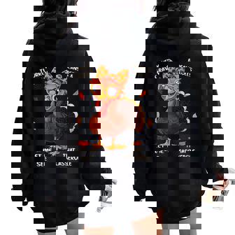 Thanksgiving Turkey Fall Leopard Gravy Beans And Rolls Women Women Oversized Hoodie Back Print | Seseable CA