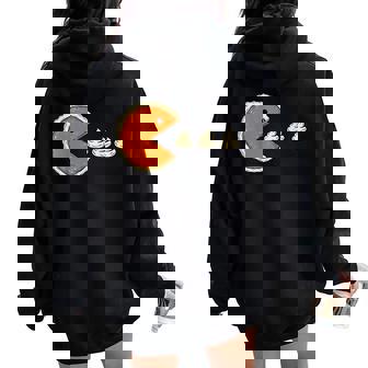 Thanksgiving Video Game Eating Turkey Gamer Women Women Oversized Hoodie Back Print | Seseable UK