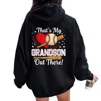 Thats My Grandson Out There Baseball Grandma Baseball Women Oversized Hoodie Back Print | Seseable UK