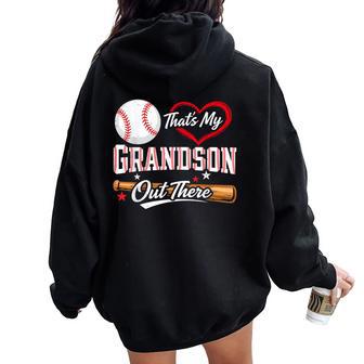 That's My Grandson Out There For Grandma Baseball Women Oversized Hoodie Back Print | Seseable UK