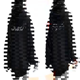 Til You Cant Brush Script Cross Christian Motivation Women Oversized Hoodie Back Print - Thegiftio