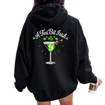A Tiny Bit Irish Lucky Irish Girls St Patrick's Day Womens Women Oversized Hoodie Back Print - Thegiftio