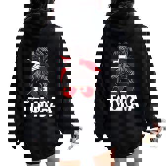 Tonga Girl Messy Hair Bun Tongan Women Women Oversized Hoodie Back Print | Mazezy