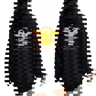 Historia Romana Antigua Lema Latino Romaictrix -Pqr Roma Women Oversized Hoodie Back Print - Regaloses