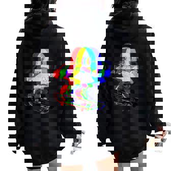 Trippy House Music Ghost Halloween Techno Rave Skateboarding Women Oversized Hoodie Back Print | Mazezy