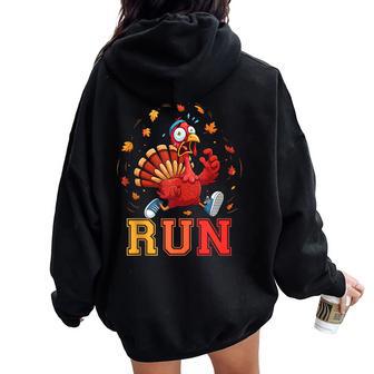Turkey Run Running Turkey Trot Thanksgiving Men Women Kid Tank Top Women Oversized Hoodie Back Print | Mazezy