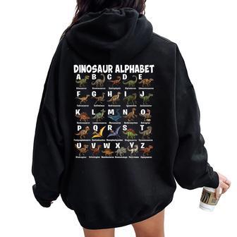Types Of Dinosaurs Alphabet A-Z Dino Girls Boys Dinosaur Women Oversized Hoodie Back Print - Thegiftio UK