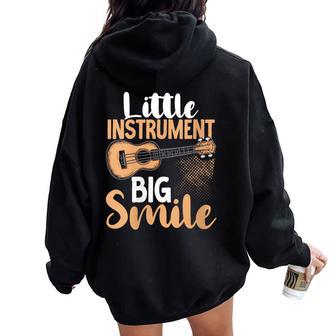 Ukulélé Hawaïen Petite Guitare Uke Pour Ukuleliste Sweat à capuche oversize pour femme avec imprimé dans le dos - Cadeauxyz