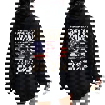 Never Underestimate A Woman With DD-214 Female Veterans Day Women Oversized Hoodie Back Print | Mazezy