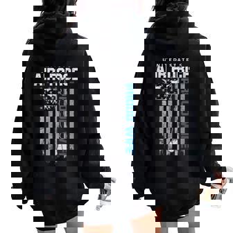 US Air Force Proud Wife Flag American USAF Family Matching Women Oversized Hoodie Back Print | Mazezy