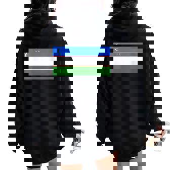 Uzbekistan Uzbek National Flag Independence Triband Women Oversized Hoodie Back Print | Mazezy