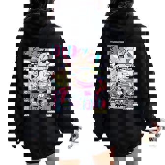 Vaporwave レトロ 90年代 日本アニメ 女の子とラーメン 美学 レディース オーバーサイズ パーカー バックプリント - Kawaiitshirt