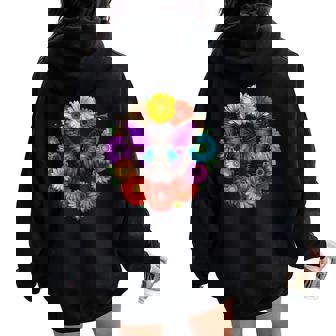 Vibrant Butterfly Wings Botanical Flower Circle Summer Women Oversized Hoodie Back Print - Thegiftio