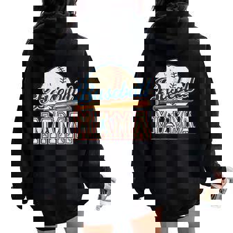 Vintage Baseball Mama Game Day Baseball Season Sports Mom Women Oversized Hoodie Back Print - Thegiftio