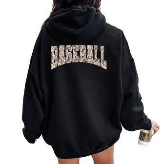 Vintage Camo Game Day Baseball Season Team Sports Mom Women Oversized Hoodie Back Print | Mazezy