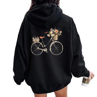 Vintage Floral Bicycle Women Oversized Hoodie Back Print - Thegiftio
