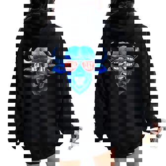 Vintage Game Day Buffalo With Sunglasses For Men Women Kids Women Oversized Hoodie Back Print | Mazezy