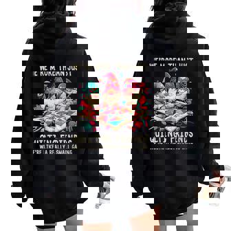 Vintage Gnome Quilt For Besties Sewing Quilting Friends Women Oversized Hoodie Back Print | Mazezy