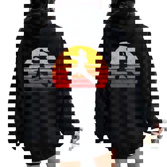 Vintage Karate Girl Surf Style Female Silhouette 80s Retro Women Oversized Hoodie Back Print | Mazezy