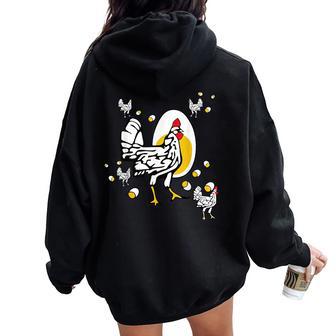 Vintage Roseanne Chicken Roseanne Rooster And Egg Women Oversized Hoodie Back Print - Thegiftio