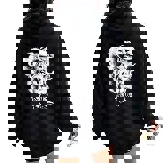 Vintage Squirrel Cowboy Cowgirl Western Country Animal Women Oversized Hoodie Back Print | Mazezy