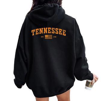 Vintage Tennessee Tn City Orange Usa Flag 1796 For Woman Women Oversized Hoodie Back Print - Thegiftio UK