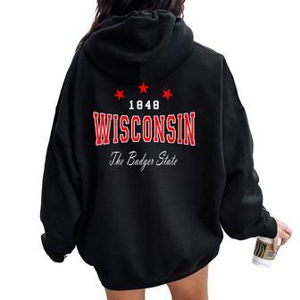 Vintage Wisconsin Throwback Classic Women Oversized Hoodie Back Print - Thegiftio UK