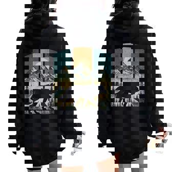 Vintage Wolf Graphic Mountains Nature Retro Women Oversized Hoodie Back Print | Seseable FR