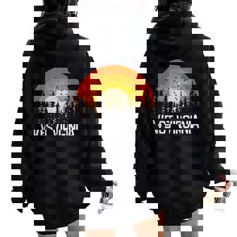 West Virginia Vintage Men Women 70s 80s Outdoor Cool Retro Women Oversized Hoodie Back Print | Mazezy