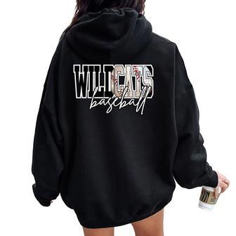Wildcats Baseball Mom Game Day School Spirit Wildcat Pride Women Oversized Hoodie Back Print | Mazezy