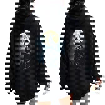 Wolf Forest Moon Women Oversized Hoodie Back Print | Mazezy